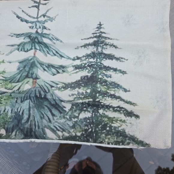 Single Decorative Pillow Cover with Pine Trees and very faint Snowflakes- NWOT - Picture 4 of 8